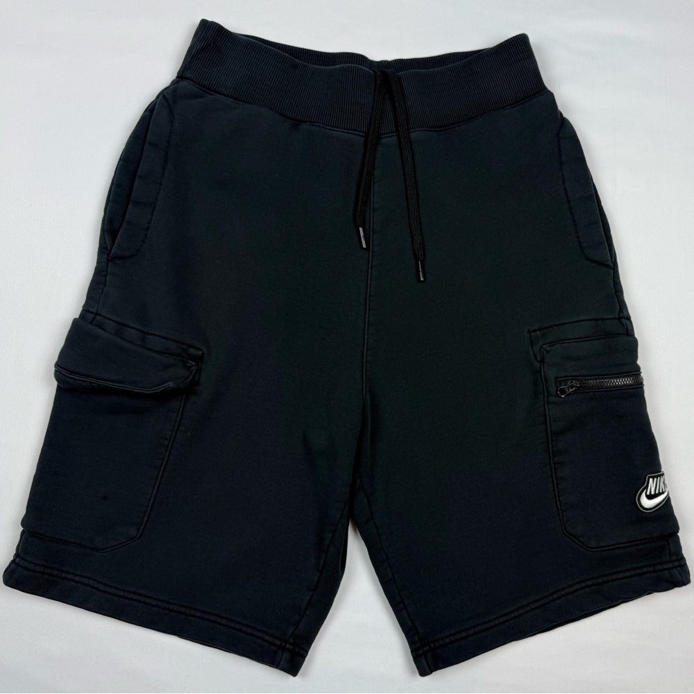 Vtg Nike Baggy Cargo Sweat Shorts Sz Small Y2K Black Loose Fit Sportswear B5